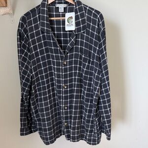 Geoffrey Beene Black and White Plaid Pajama Shirt XL